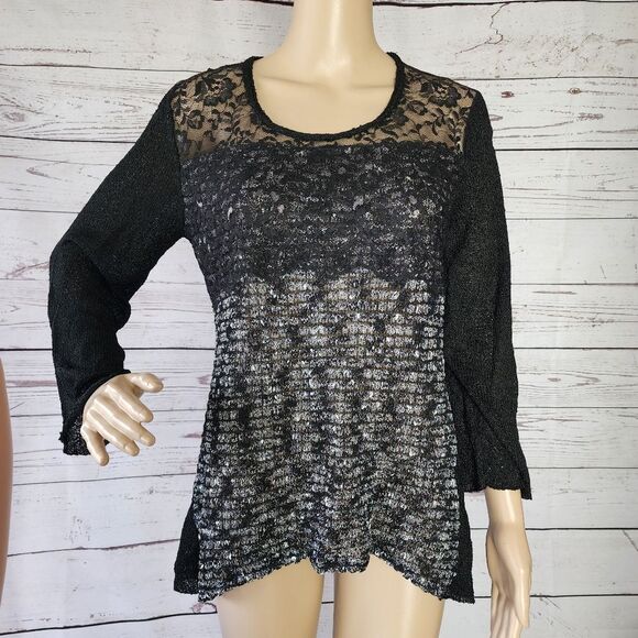 Ball of Cotton Black Lace Sweater Medium - Picture 1 of 7